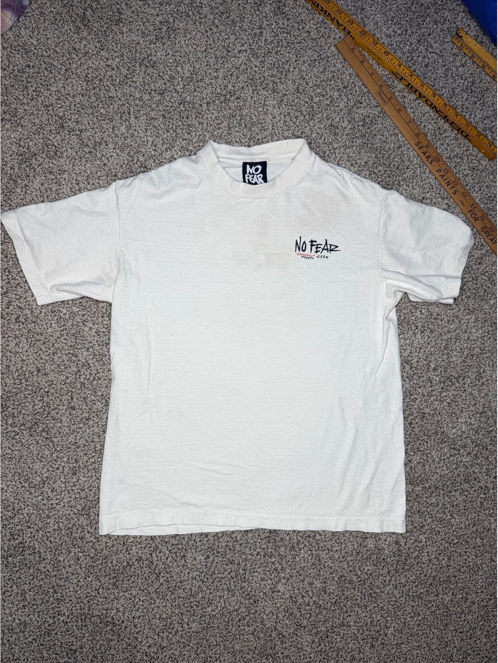 No Fear Vintage White Graphic T-Shirt with Back Print